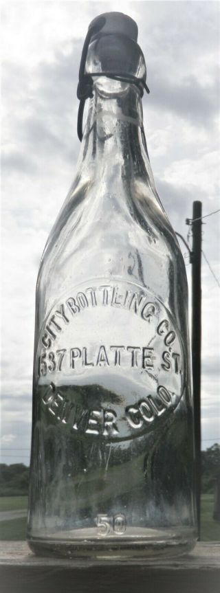 Denver Colorado.  City Bottling Co,  Clear Blob Top,  Matching Stopper
