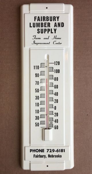 Vintage Advertising Thermometer Fairburynebraska Lumber & Supply Nib