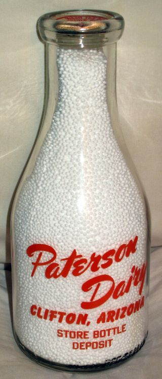 Vintage And Gorgeous Paterson Dairy Clifton Arizona Milk Bottle Quart 7 Days