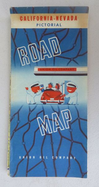 1949 California Nevada Road Map Union 76 Oil Gas Pictorial