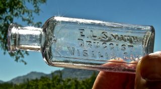 Ca 1890s Visalia California (tulare Sequoia) " El Smith Druggist " Rare Med Bottle