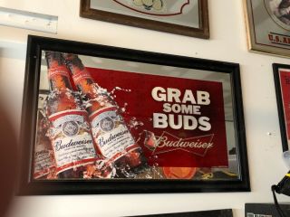 Budweiser Grab Some Buds Beer Sign Mirror Anheuser Busch 2011