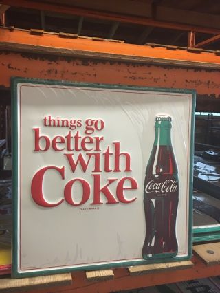 Things Go Better With Coke.  Advertising Sign.  Man Cave Garage Soda Coca Cola