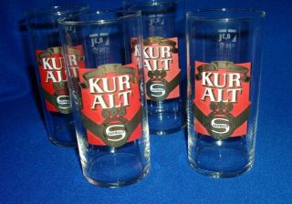 Set Of 4 Kur Alt Sanwald German Beer Glasses Kuralt Veba - Glas 0.  3l Tumblers