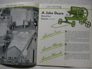 ANTIQUE JOHN DEERE 1938 TRACTOR COMPANY GASOLINE ENGINE BROCHURE 3
