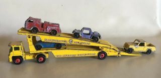 VINTAGE CAR HAULER CARRIER TRANSPORT TRUCK England Lesney Matchbox Tootsie Toys 6