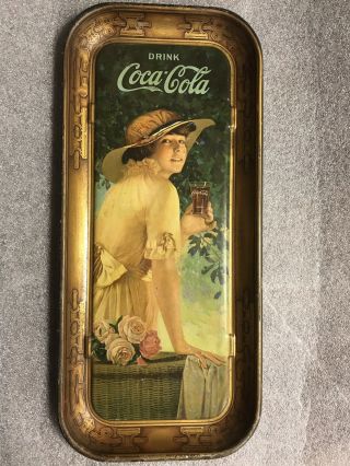 1916 Coca Cola Tray Elaine Antique Girl With Flower Basket
