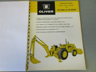 Rare Oliver 1650 Industrial Tractor Loader Backhoe Sales Sheet 1966