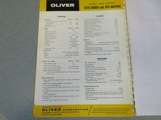 Rare Oliver 1650 Industrial Tractor Loader Backhoe Sales Sheet 1966 2