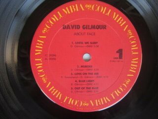 DAVID GILMOUR ABOUT FACE VINYL RECORD Pink Floyd 1984 Lyric Sleeve NM 5