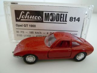 Vintage Schuco 1:66 814 Opel Gt 1900 Issued 1970s Vgc Boxed