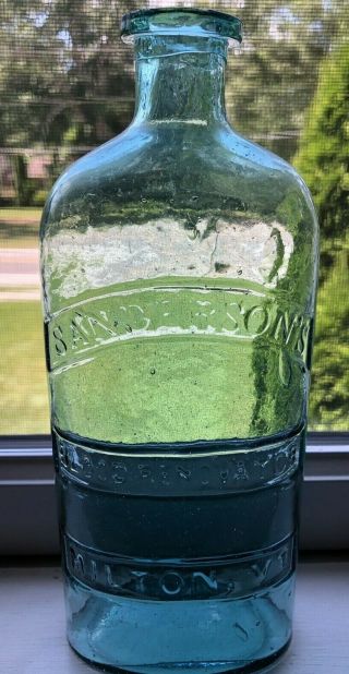 Antique Dark Aqua Medicine Bottle Sanderson 
