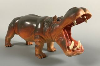 Vintage Adorable Large 14” Hippopotamus Figurine Hard Plastic Hippo
