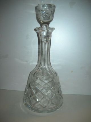 Vintage 12 " Tall Lead Crystal Decanter With Glass Stopper