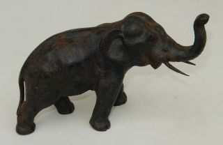 Vintage Cast Iron Trunk Up Elephant Heavy At 6 Pounds