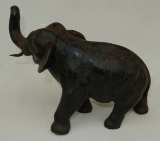 Vintage Cast Iron Trunk Up Elephant Heavy at 6 Pounds 2
