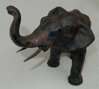 Vintage Cast Iron Trunk Up Elephant Heavy at 6 Pounds 3