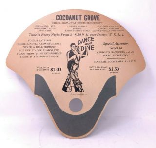 Vintage 1920s Hand Fan Advertising Cocoanut Grove Bridgeport Ct Weli Radio