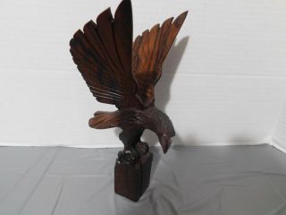 Bald Eagle Flying.  Hand Carved From (sono) Iron Wood With Details - 2.
