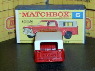 Matchbox Lesney Ford Pick Up Truck white grille & top 6 d1 SC2 VNM & crafted box 6