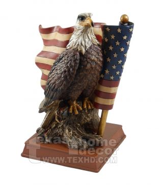 Bald Eagle Figurine Statue United States Flag Patriotic Home Office Decor Usa