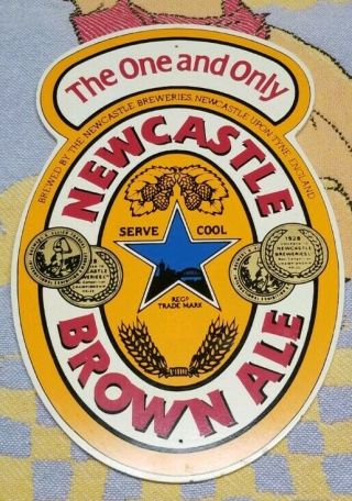 Newcastle Brown Ale The One And Only Fiberboard Beer Label Sign 18 " X12 " Man Cave