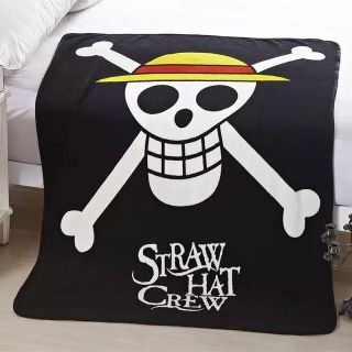 Anime One Piece Straw Hat Crew Warm Coral Fleece Throw Blanket Plush Black Rug
