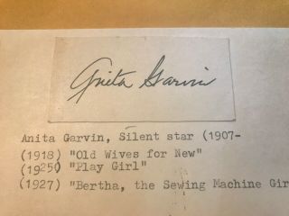 Anita Garvin Autograph,  Comedienne Actress,  Laurel And Hardy Films