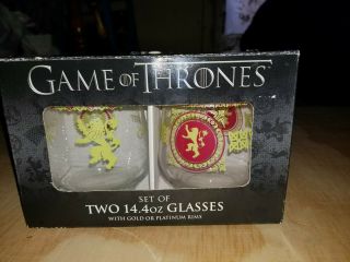 Game Of Thrones Stemless Wine Glasses With Gold Rims (set Of 2 - 14.  4 Oz) - Hbo