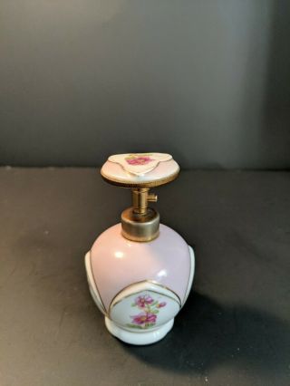 Irice Perfume Bottle Collectible,  Handpainted Porcelain Pink