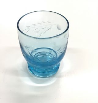 Vintage Shot Glass Tinted Blue With Etched Glass 30’s 40s Or 50s? From Grandpar