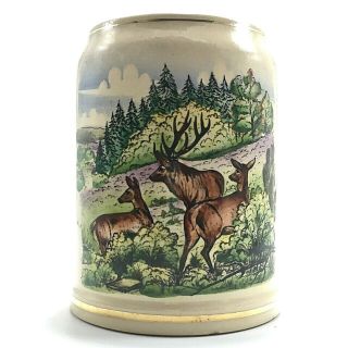 Vintage Gerz Beer Stein Tankard Mug W Germany.  5 L Hunt Scene Gilt Lined No Lid