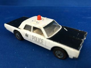 1968 Mattel Hot Wheels Redline Police Cruiser Plymouth Fury Black & White Usa