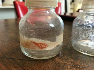 Vintage Pair 3 oz Hospital Use Glass Baby Bottles (Water) Complete 2
