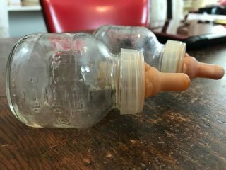 Vintage Pair 3 oz Hospital Use Glass Baby Bottles (Water) Complete 3