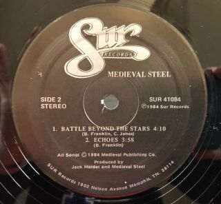 Medieval Steel: (self titled) LP Vinyl Record RARE Private Press Memphis Heavy M 3