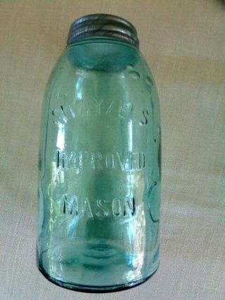 Vintage Swayzee’s Improved Mason Canning Fruit Jar Half - Gallon Zinc Lid (64)