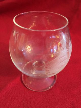Vintage Toscany Crystal Small Cordial Snifter Glass Etched Clipper Ship Schooner 3