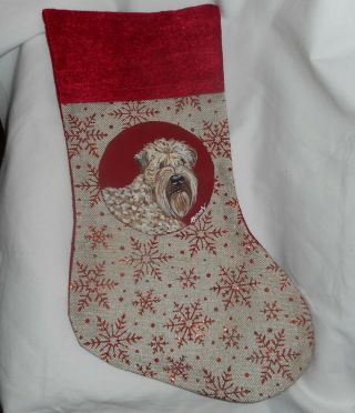 Soft Coated Wheaten Terrier Dog Hand Painted Christmas Stocking