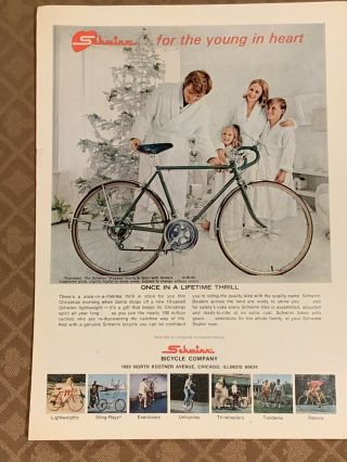 Christmas 1973 Schwinn For The Young At Heart Print Ad 8.  5 X 11 "