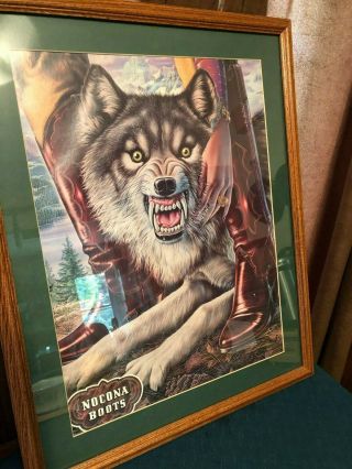 Vtg 1980s Rare Nocona Boots Store Display Poster Wolf Alex Ebel Rodeo