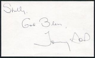 Tommy Sands Signed 3x5 Index Card Pop Singer Teen Idol Actor Teen Age Crush