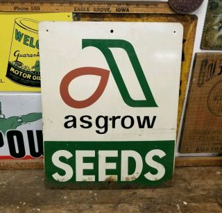 Vintage Asgrow Hybrid Seed Corn Metal Sign Advertising Farm