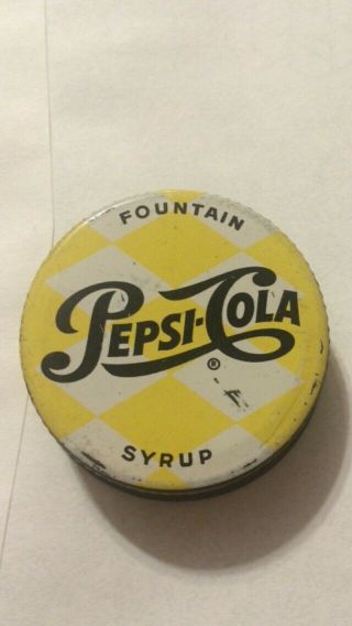 Vintage Pepsi - Cola Fountain Syrup Jug Soda Bottle Cap Yellow,  White,  & Blue