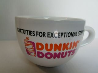 Large Dunkin Donuts Tip Gratuities Jar Soup Cup Coffee Mug