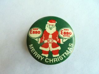 Esso Gas Station Merry Christmas Santa Claus Pinback Button