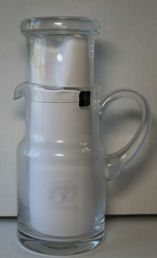 John Deere 150th 1837 - 1987 Glass Pitcher & Glass Lid Cup Logo Handle Drinking Jd
