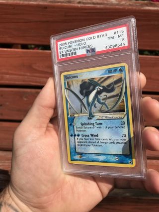 2005 Pokemon Gold Star EX Unseen Forces 115 Suicune - Holo PSA 8 NM - MT 2