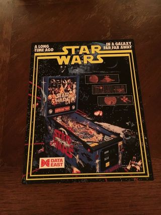 Data East Star Wars Pinball Machine Flyer,  1992 Nos