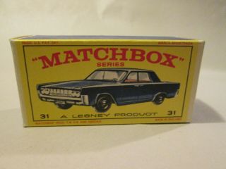 Matchbox Lincoln Continental Box 31 England (lesney Box Only)
